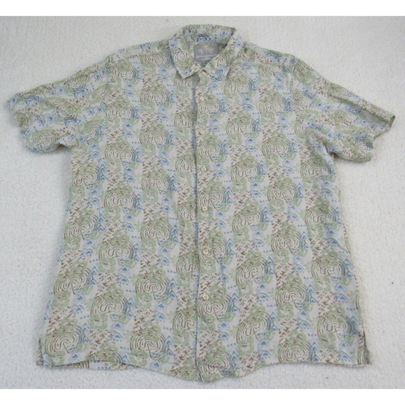 Margaritaville Other - Margaritaville Shirt Men XL Silk Linen Short Sleeve Tropical Print Hawaiian